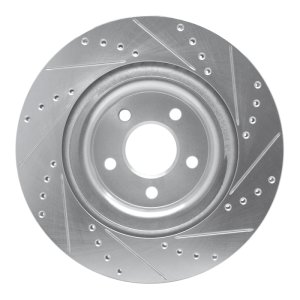 Jaguar F-Type Brake Rotor (1) - Rear Left - R1 Concepts - Drilled & Slotted - Silver - `14-`21